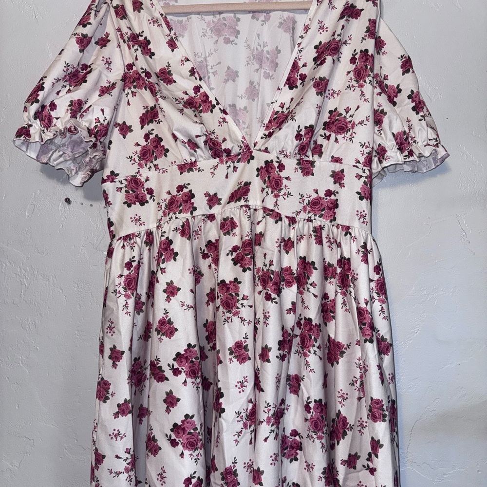 SHEIN Floral Mini Dress - White and Pink
